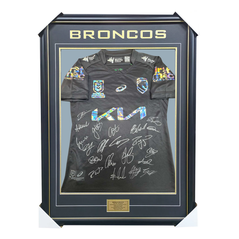 Brisbane Broncos 2026 Team Signed Black Jersey Framed - 7683