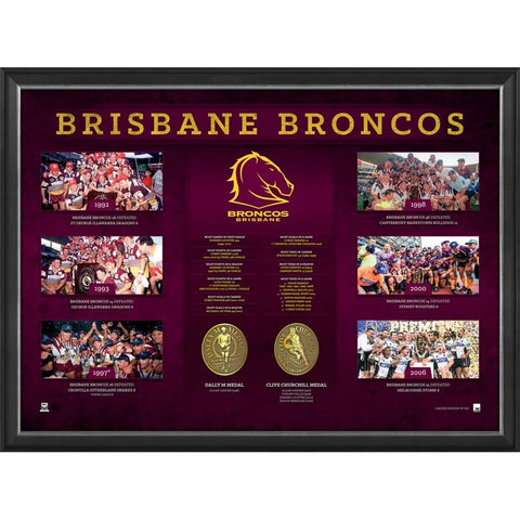 Brisbane Broncos The Historical Series Official NRL Montage Print Framed - 5844