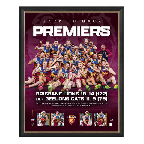 Brisbane Lions 2025 AFL Premiers Official Sportsprint Framed - 7308