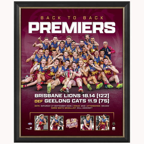 Brisbane Lions 2025 AFL Premiers Official Sportsprint Framed - 7308