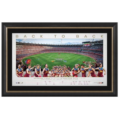 Brisbane Lions 2025 AFL Premiers Official MCG Panoramic Print Framed - 7353
