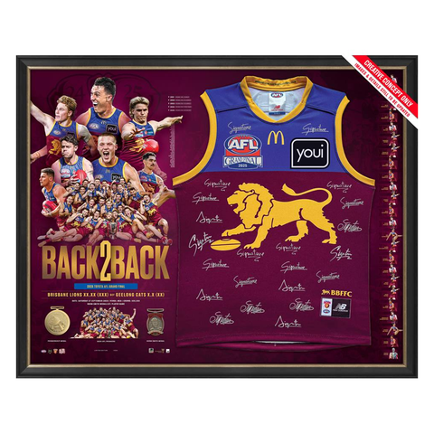 Brisbane Lions 2025 Premiership Team Signed Guernsey Framed - 7275