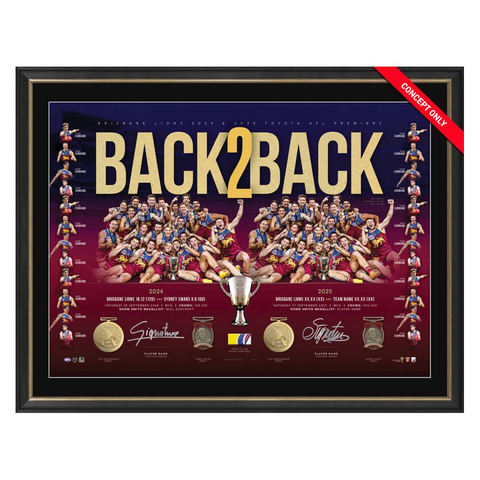 Brisbane Lions 2025 Signed Premiers Official AFL Dual Signed Harris Andrews & Will Ashcroft Lithograph Framed - 7264