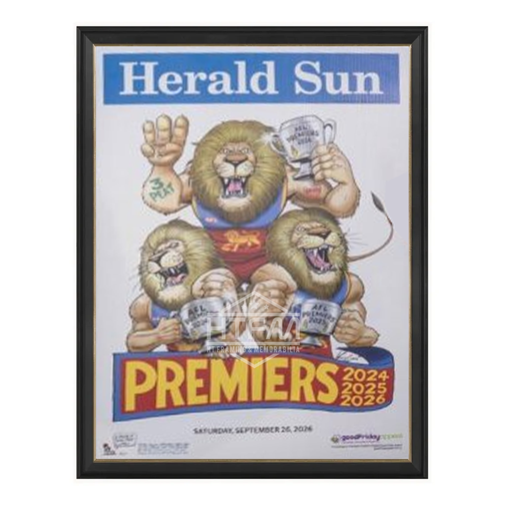 Brisbane Lions 2026 Premiers Herald Sun Mark Knights Print Framed - 7634