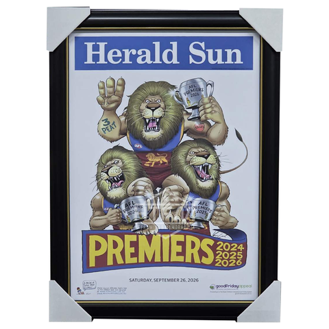 Brisbane Lions 2026 Premiers Herald Sun Mark Knights Print Framed - 7634