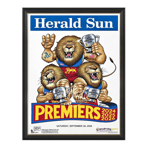Brisbane Lions 2026 Premiers Herald Sun Mark Knights Print Framed - 7634