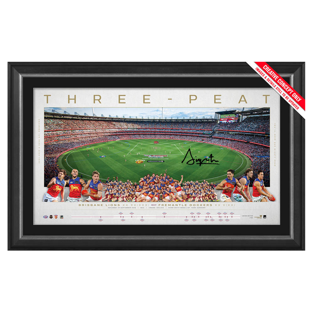 Brisbane Lions 2026 Premiers Signed Josh Dunkley Official AFL Panoramic Framed - 7636