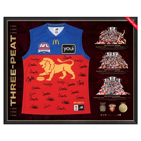 Brisbane Lions 2026 Premiers Team Signed Official AFL Guernsey Framed - 7637
