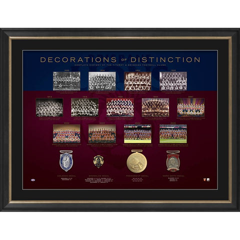 Brisbane Lions Football Club AFL 2025 Premiers Decorations of Distinction With 4 Medals Framed - 7333