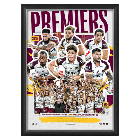 Brisbane Broncos 2025 NRL Premiers Official Sportsprint Framed - 7294