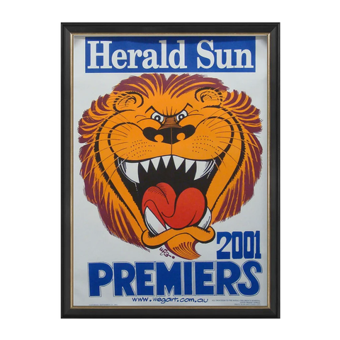 Brisbane Lions 2001 Premiers Herald Sun Weg Print Framed - 1482