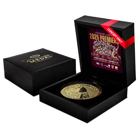 Brisbane Lions 2025 Official AFL Premiers Medallion in LED Box - 7267