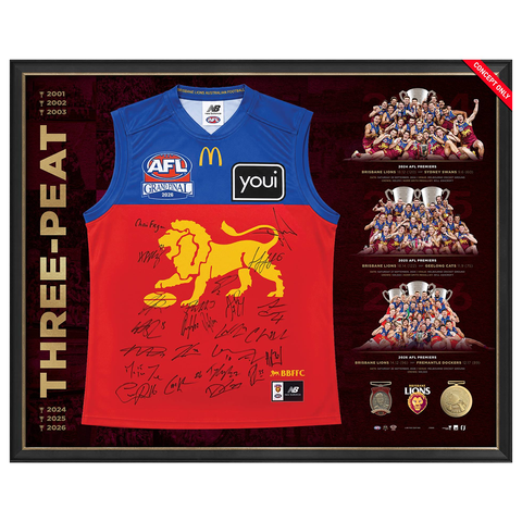 Brisbane Lions 2026 Premiers Team Signed Official AFL Guernsey Framed - 7637