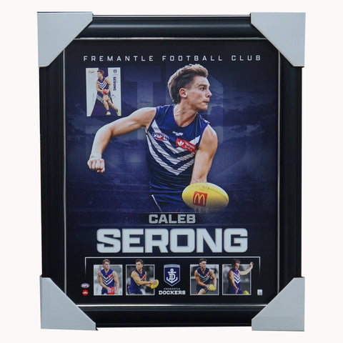 Caleb Serong Fremantle Dockers 2023 Official AFL Sportsprint Framed + Signed Card - 5532