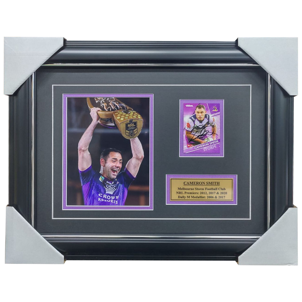 Cameron Smith Melbourne Storm Signed Card Collage Framed - 7546
