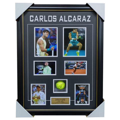 Carlos Alcaraz Signed Tennis Ball Collage Framed - 7444