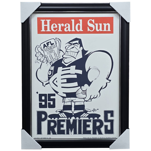 Carlton 1995 AFL Premiers Herald Sun Mark Knights Print Framed - 7515