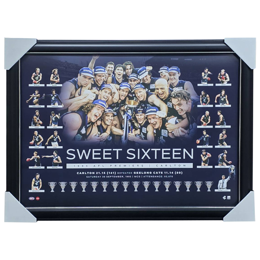 Carlton Sweet Sixteen Official AFL Premiership Print Framed - 7464