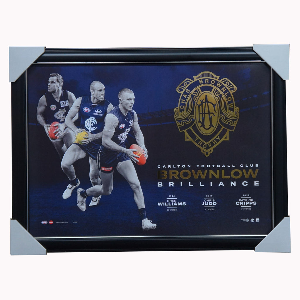 Carlton Brownlow Trio Judd, Williams & Cripps Official AFL Print Framed - 5880