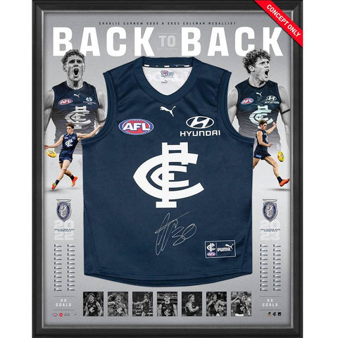 Charlie Curnow Signed Carlton 2023 Back to Back Coleman Medal Official AFL Jumper Framed - 5590