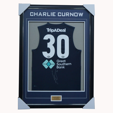 Charlie Curnow Carlton Home 2023 #30 Signed Jumper Framed Coleman Medallist - 5649