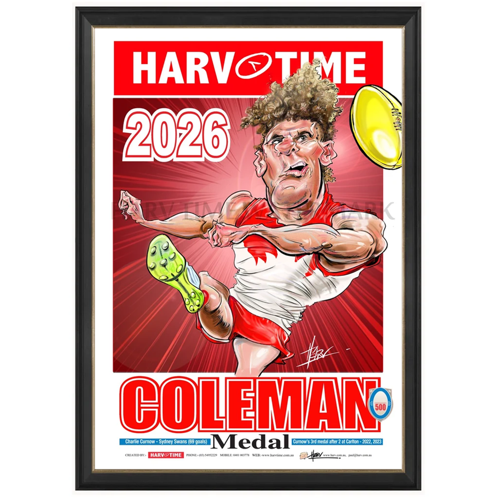 Charlie Curnow, 2026 Coleman Medallist, Harv Time Print Framed - 7615