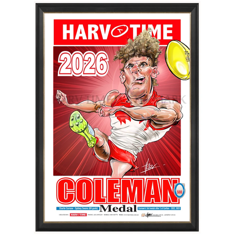 Charlie Curnow, 2026 Coleman Medallist, Harv Time Print Framed - 7615