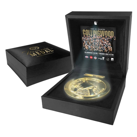 Collingwood 2023 Official AFL Premiers Medallion in LED Box - 5623