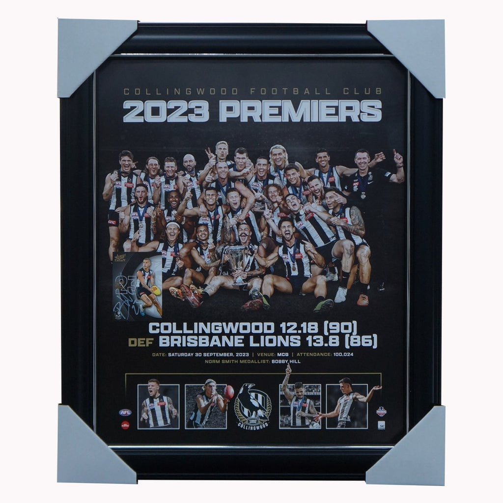 Collingwood 2023 AFL Premiers Official Print Framed Norm Smith + Signed Bobby Hill Card - 5771