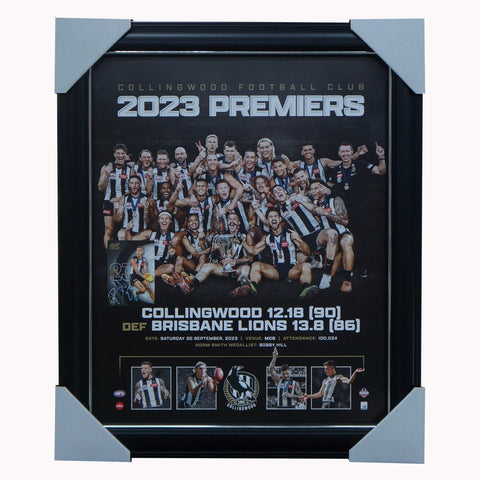 Collingwood 2023 AFL Premiers Official Print Framed Norm Smith + Signed Bobby Hill Card - 5771