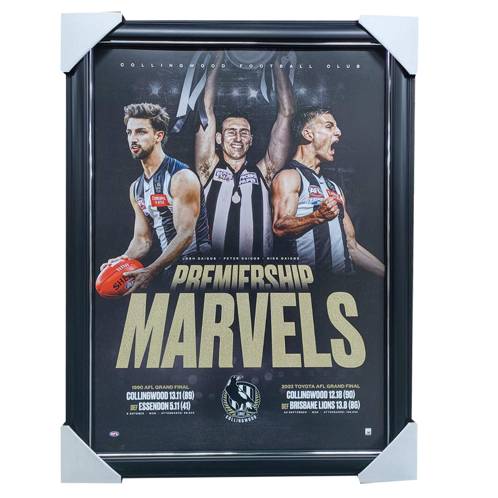 Collingwood Daicos Premiership Marvels Print Framed Nic Daicos Josh Daicos Peter Daicos - 7580