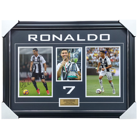 Cristiano Ronaldo Signed Juventus Football Club Photo Collage Framed With Plaque + Coa - 3588