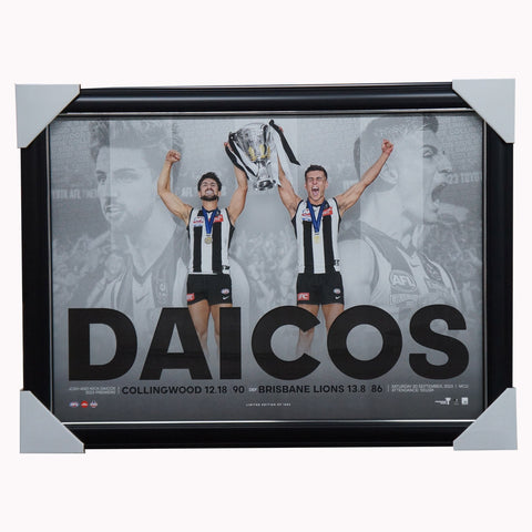 Josh Daicos and Nick Daicos Collingwood Official 2023 AFL Premiers Print Framed - 5878