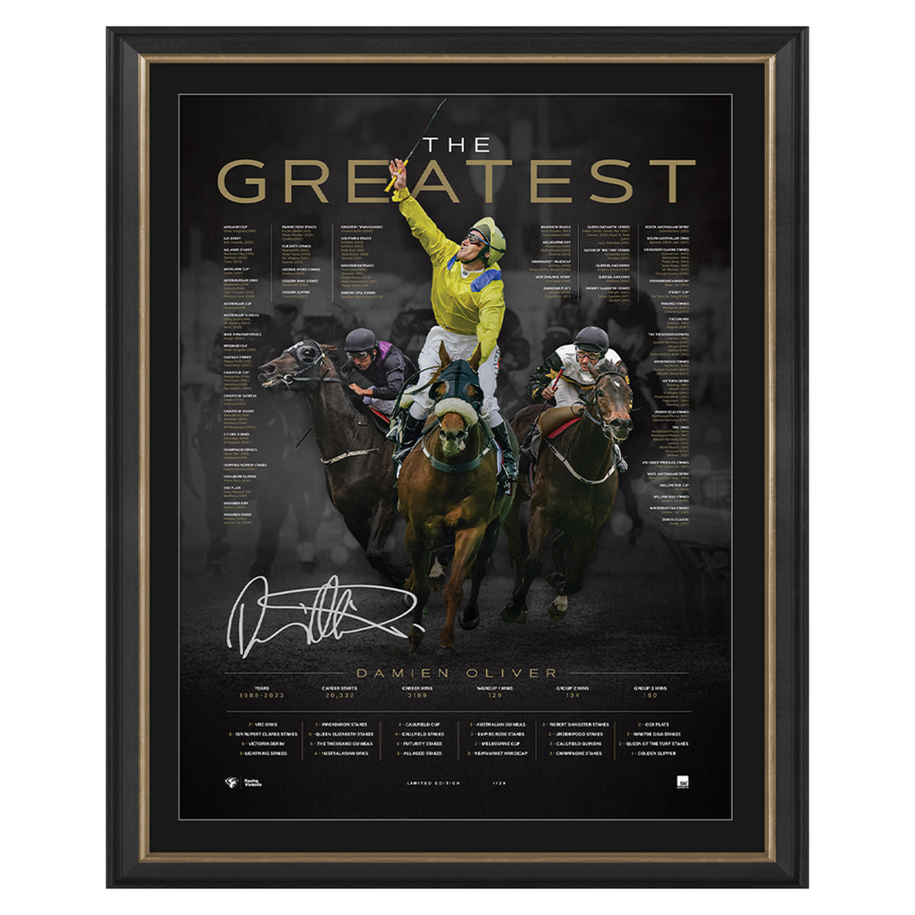 Damien Oliver Signed Greatest Official Lithograph Framed Melbourne Cup - 7341