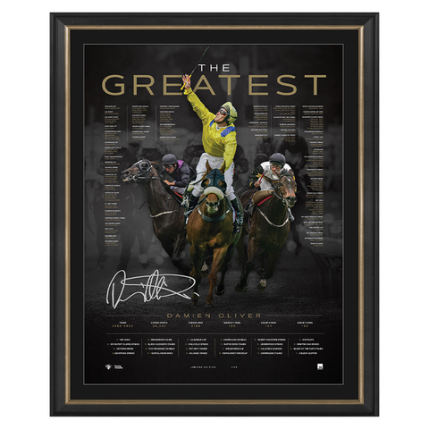 Damien Oliver Signed Greatest Official Lithograph Framed Melbourne Cup - 7341