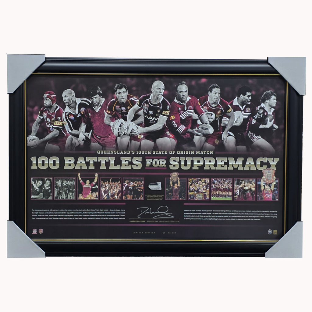Darren Lockyer Signed Queensland State of Origin 100 Battles of Supremacy NRL Frame - 1947