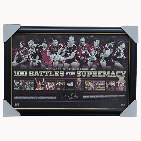 Darren Lockyer Signed Queensland State of Origin 100 Battles of Supremacy NRL Frame - 1947