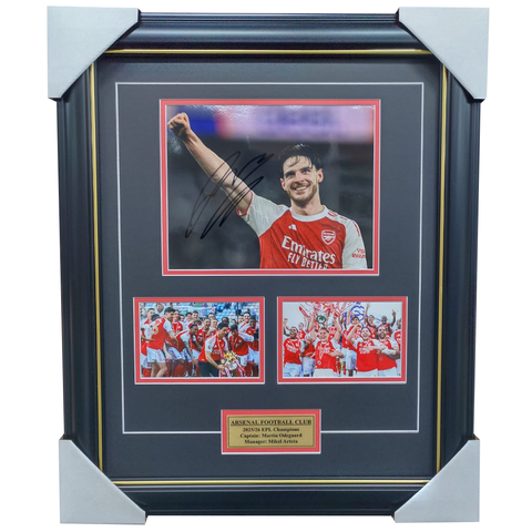 Declan Rice Signed Arsenal Collage Framed 2026 EPL Champions - 7573