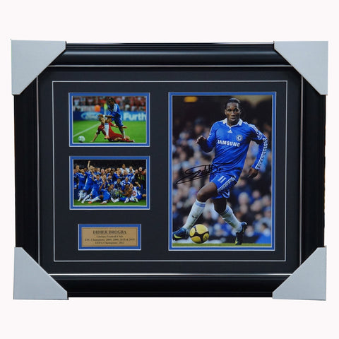 Didier Drogba Hand Signed Chelsea Photo Collage Framed Champions League - 5695
