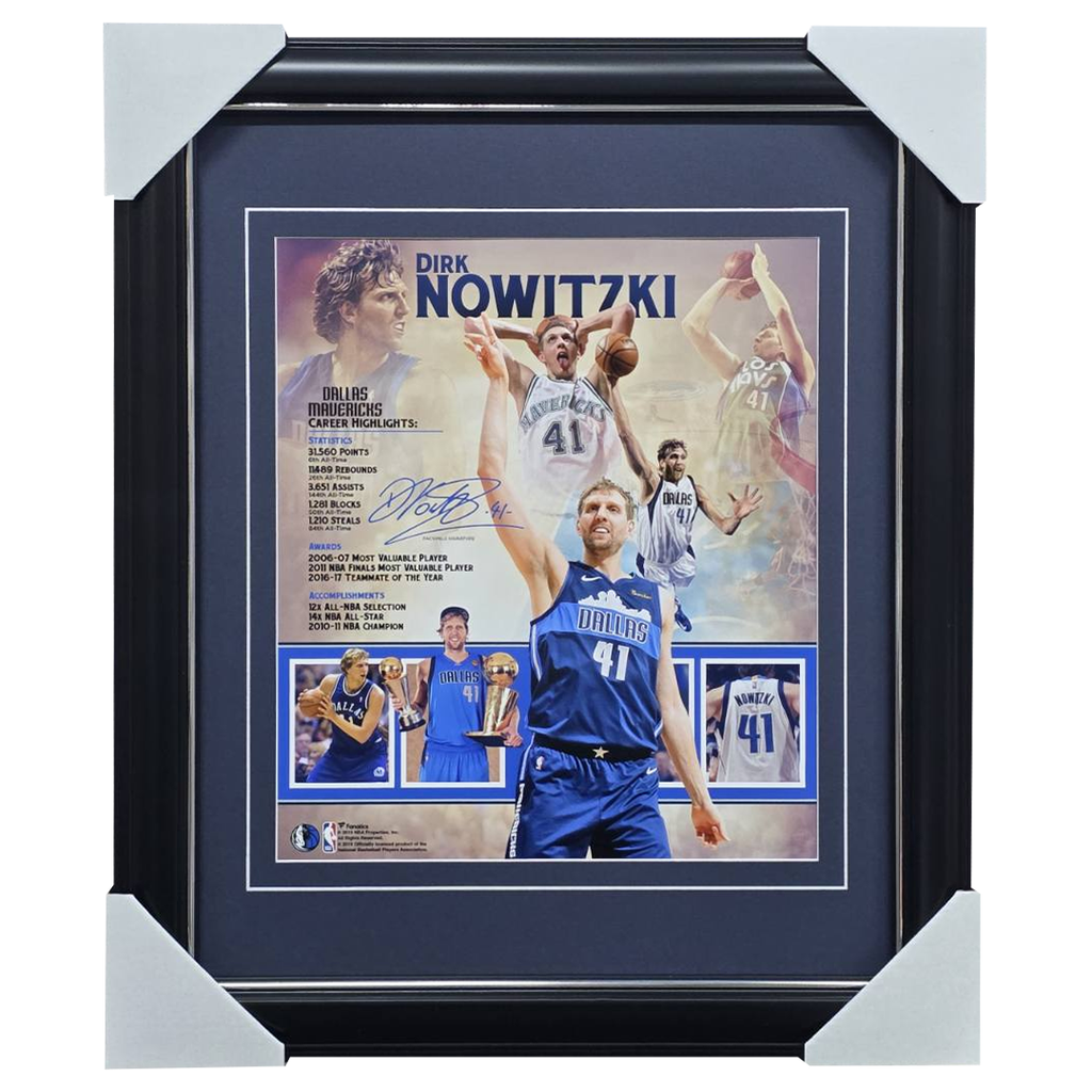 Dirk Nowitzki Dallas Mavericks Retirement Collage Facsimile Signed Official Nba Print Framed - 4326