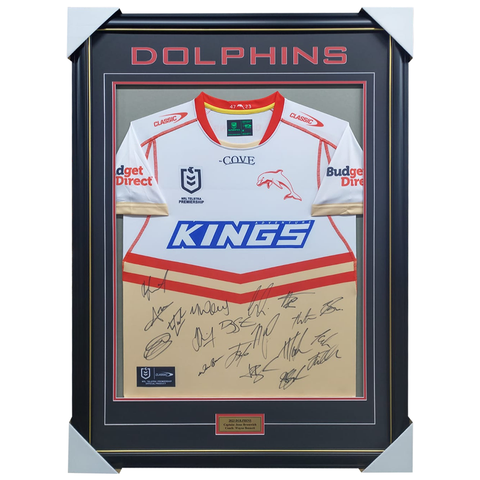 Dolphins 2023 Signed Away NRL Team Jersey Framed - 5512