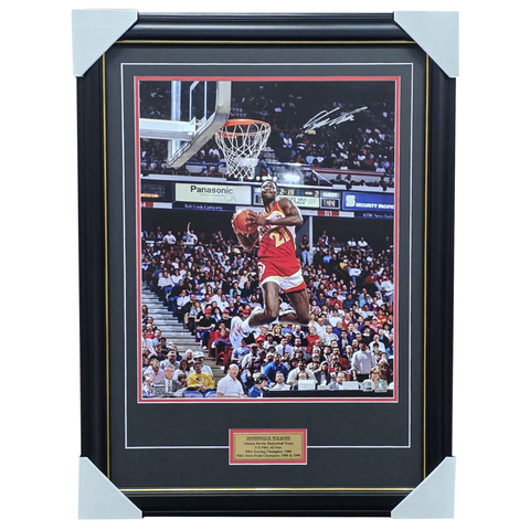 Dominique Wilkins Atlanta Hawks Autographed 16" x 20" 1988 Dunk Contest Two Hand Reverse Dunk Photograph - 7496