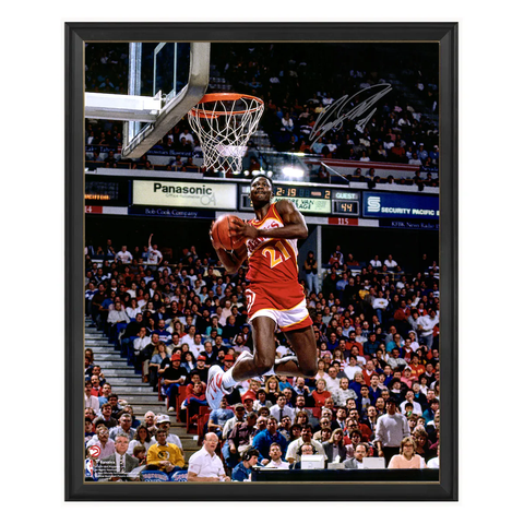 Dominique Wilkins Atlanta Hawks Autographed 16" x 20" 1988 Dunk Contest Two Hand Reverse Dunk Photograph - 7496
