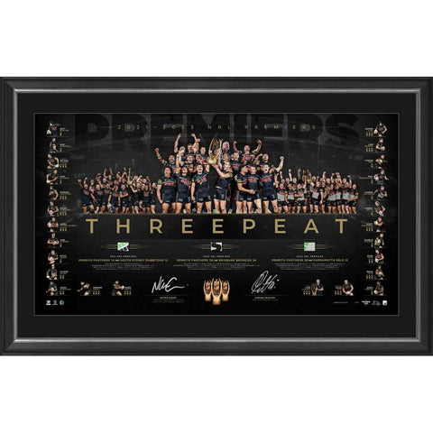 Penrith Panthers Signed 2023 NRL Premiers Official Dual Lithograph Framed - 5626