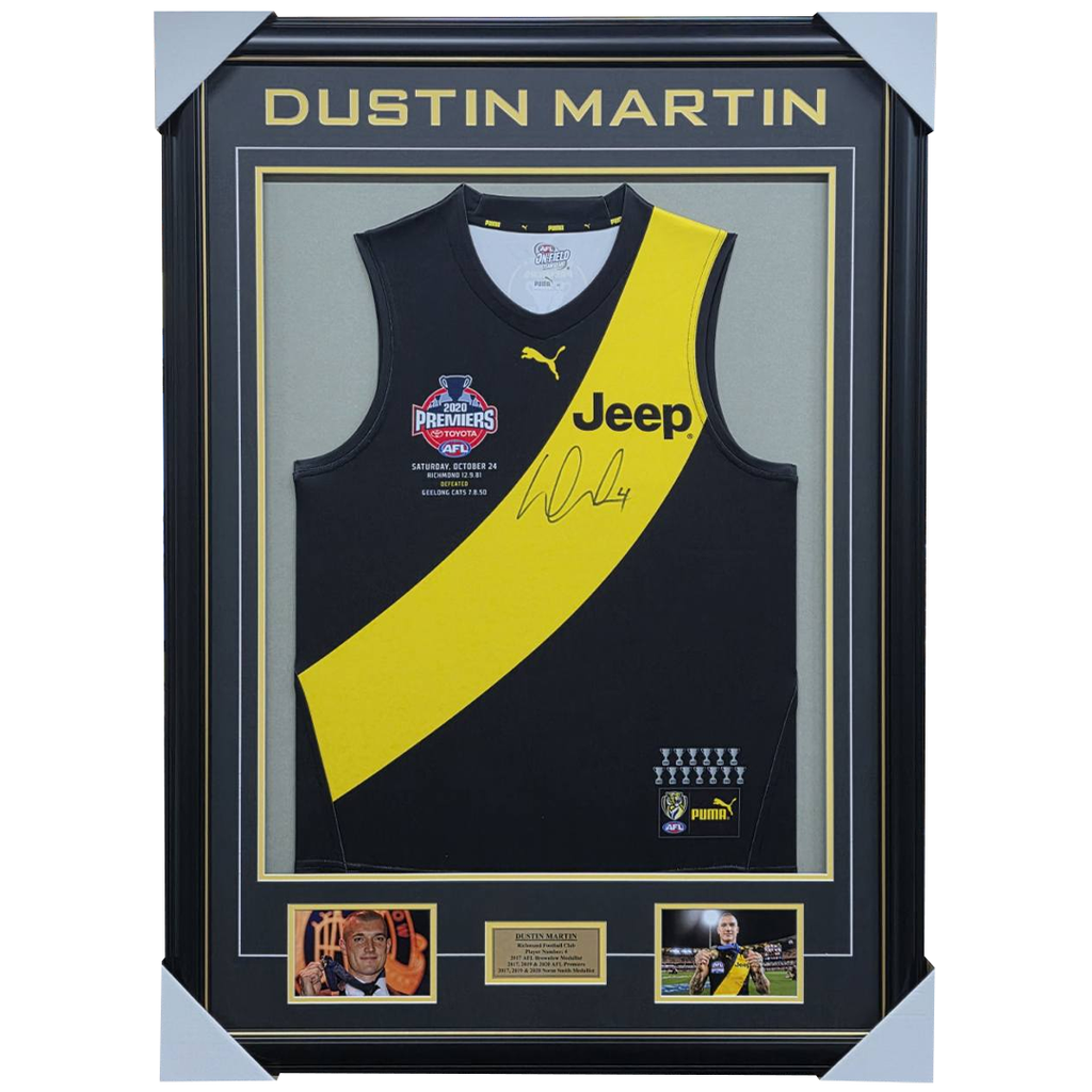 Dustin Martin Signed Richmond Official AFL Jumper Framed AFL Premiers Brownlow Medallist Norm Smith - 3144