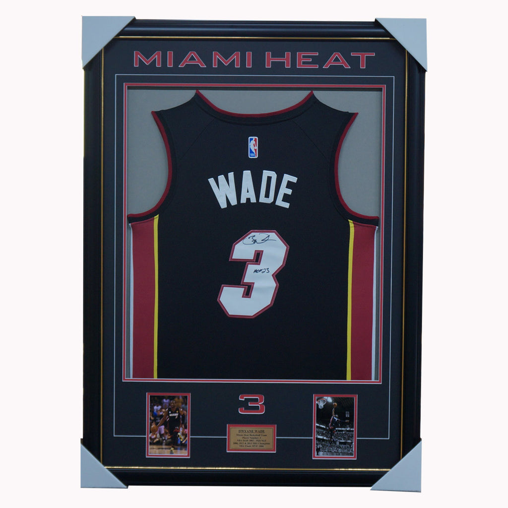 Dwyane Wade Miami Heat Signed Black Retirement Jersey Framed 3 X NBA Champion - 3681
