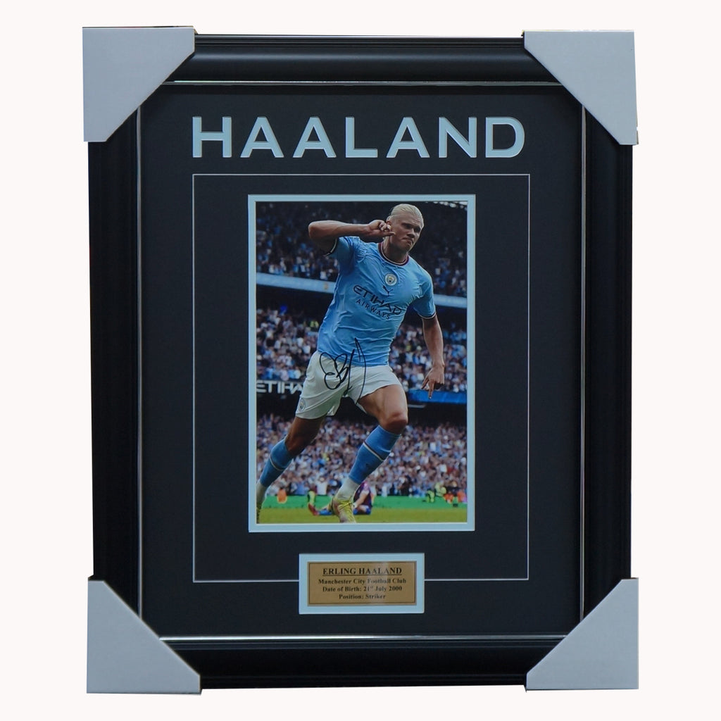 Erling Haaland Signed Manchester City Photo Framed - 5478