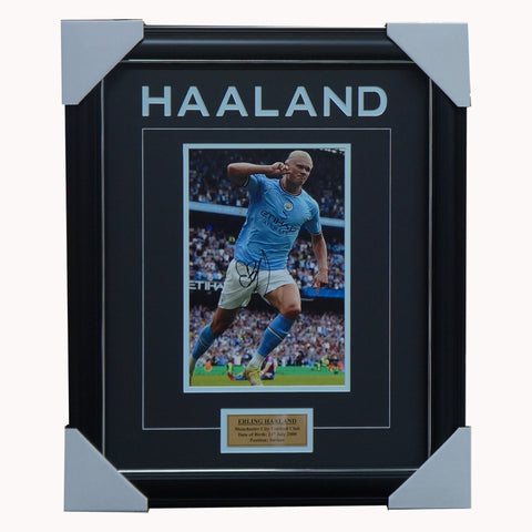 Erling Haaland Signed Manchester City Photo Framed - 5478