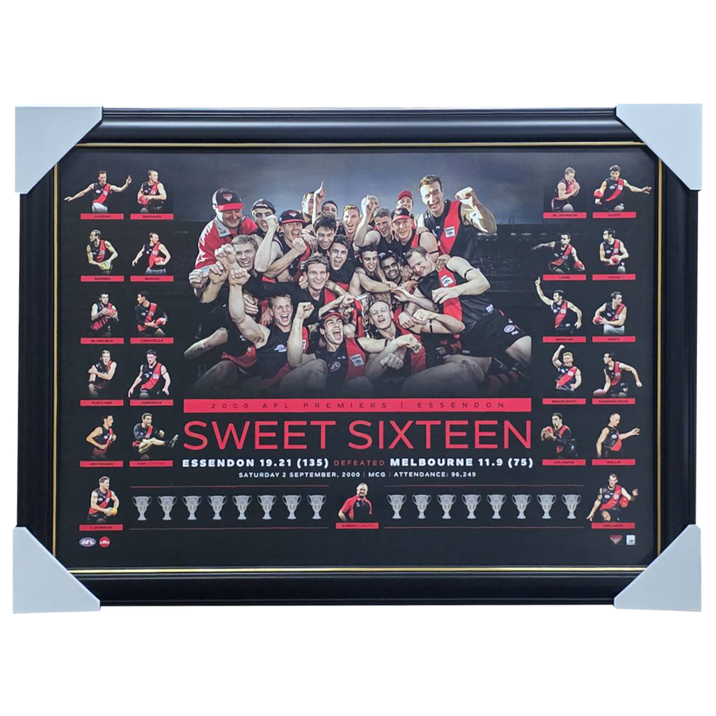 Essendon Sweet Sixteen Official AFL Print Framed - 7462