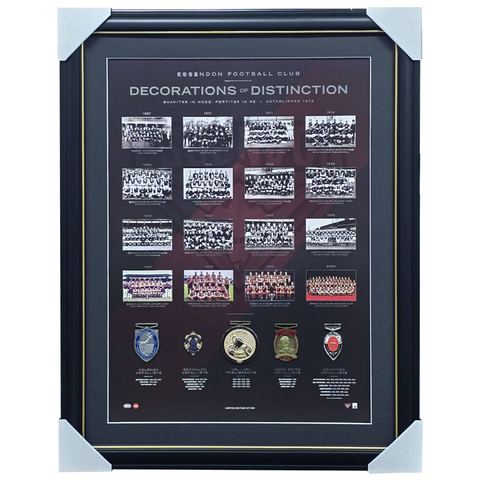 Essendon Football Club Decorations of Distinction with 5 Medals Framed - 3922